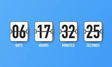 Countdown timer. Clock counter. Mechanical scoreboard. Vector template for yo Stock Illustration