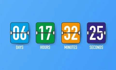 Countdown timer. Clock counter. Mechanical scoreboard. Vector template for yo Stock Illustration