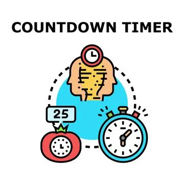 Countdown timer concept for time management and productivity Stock Illustration