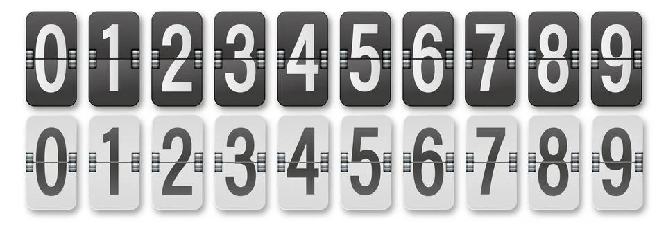 Countdown timer with different numbers isolated on background. Clock counter art Stock Illustration