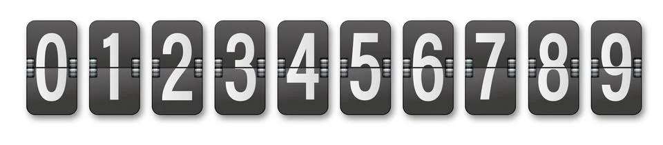 Countdown timer with different numbers isolated on background. Clock counter art Stock Illustration