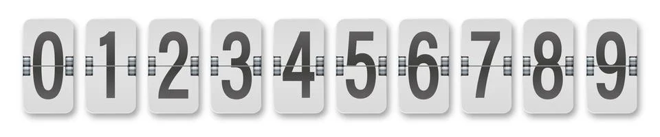 Countdown timer with different numbers isolated on background. Clock counter art Stock Illustration