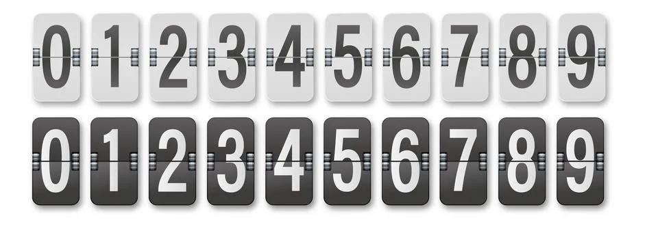 Countdown timer with different numbers isolated on background. Clock counter art Stock Illustration