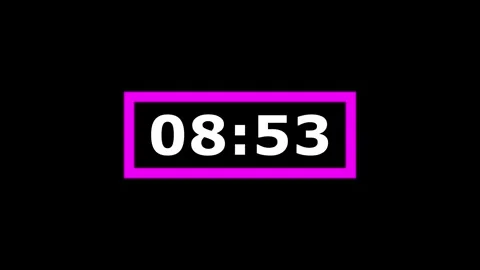 Countdown timer digital display counting down from nine to eight minutes. Vidéo 337520505