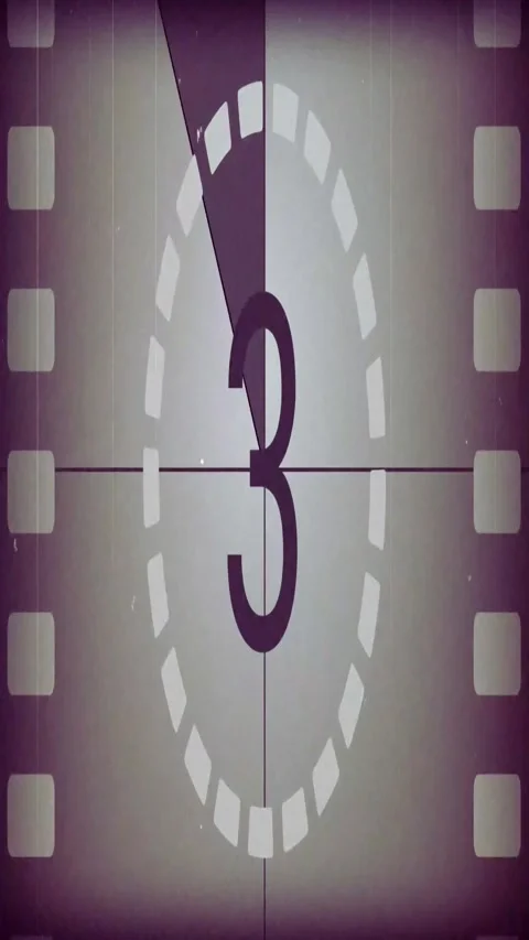Countdown timer on film strip. Cinematic 5 second counter Stock Footage 339778796