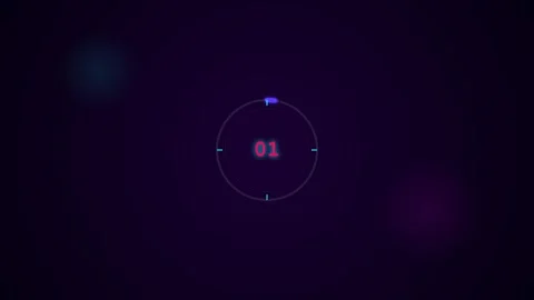 Countdown timer with glowing neon circle and digital numbers Stock-Footage 346430950