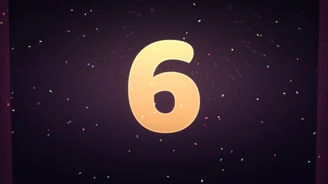 Countdown timer with glowing numbers and falling confetti motion video Stock Footage 339677217