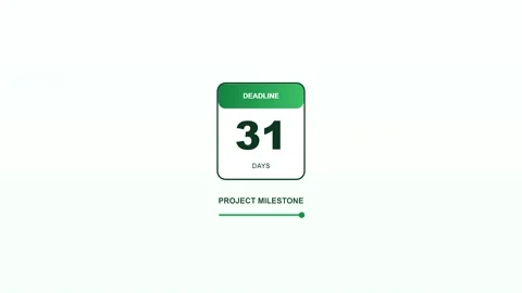 Countdown timer graphic showing project deadline in 31 days Vídeo Stock 346926484