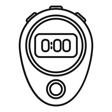 Countdown timer icon outline . Stopwatch clock Stock Illustration