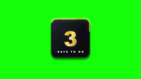 Countdown timer with number 3 and text days to go on a green screen three 動画素材 336364963