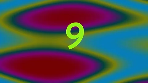 Countdown Timer with Numbers 10 to 0 on Abstract Wavy Background Видео 341298921