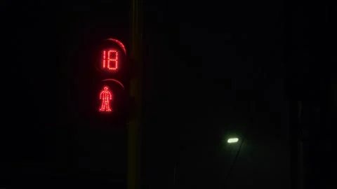 Countdown timer of pedestrian traffic light changing from red to green Video stock 312301316