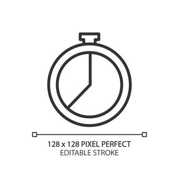 Countdown timer pixel perfect linear icon Stock Illustration