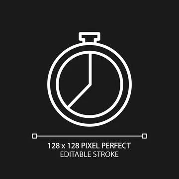 Countdown timer pixel perfect white linear icon for dark theme Stock Illustration