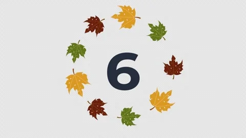Countdown timer progress with autumn leaves icon in cartoon animation. Stock Footage 318582229
