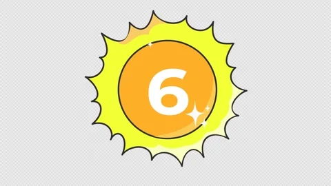 Countdown timer progress icon with a cute sun doodle graphic for an intro movie Stock Footage 314340053