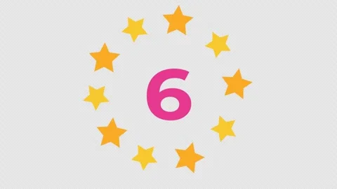 Countdown timer progress with rotating circular stars icon in cartoon animation. Stock Footage 318581900