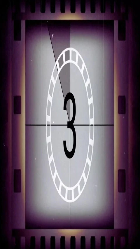 Countdown timer on screen. Film reel counting down. Stock Footage 339778813