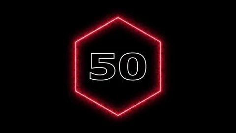 Countdown timer showing number fifty glowing Stock Footage 328385743