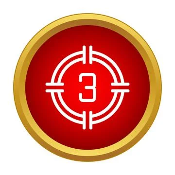 Countdown timer showing number three in target icon Stock Illustration