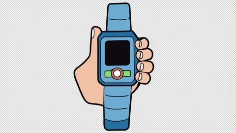 Countdown timer on a smartwatch. Smartwatch animation. Cartoon Stock Footage 344637842