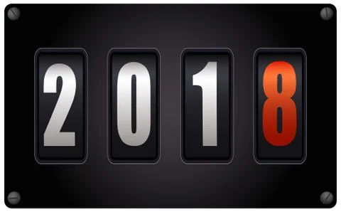 Countdown timer on speedometer - New Year 2018 Illustrazione stock