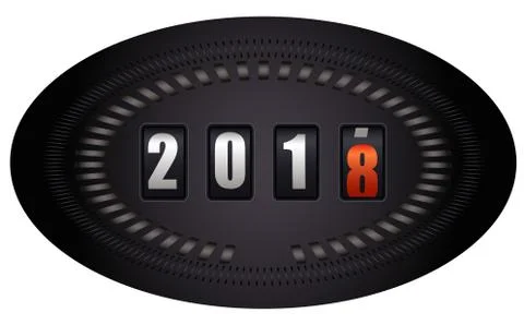 Countdown timer on speedometer - New Year 2018 Stock Illustration