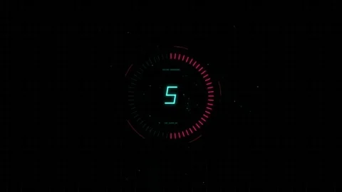 Countdown timer from ten to one with futuristic digital interface and glowi.. Видео 343428734