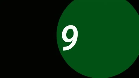 Countdown timer from ten to zero, digital numbers on a green circle background 動画素材 341298887