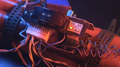 Countdown Timer Of a Time bomb closeup Stock Footage 90710540