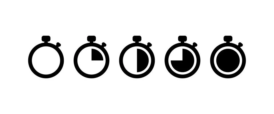 Countdown Timer vector icons set on white background. EPS 10 Stock Illustration