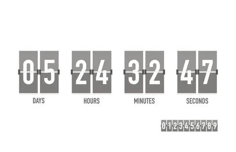 Countdown timer on a white background with shadow. Vector Stock Illustration