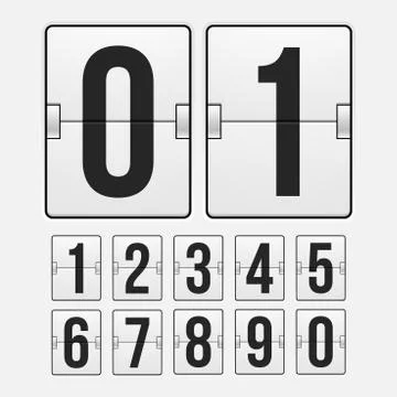 Countdown timer, white color mechanical scoreboard Stock Illustration