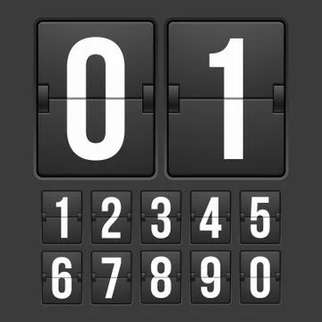 Countdown timer, white color mechanical scoreboard Stock Illustration