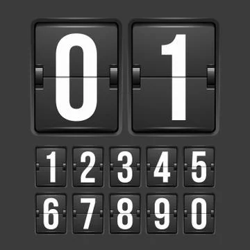Countdown timer, white color mechanical scoreboard Stock Illustration
