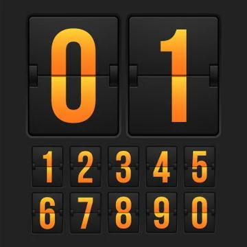 Countdown timer, white color mechanical scoreboard Stock Illustration