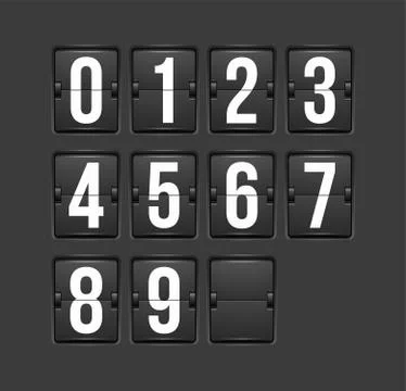 Countdown timer, white color mechanical scoreboard Stock Illustration