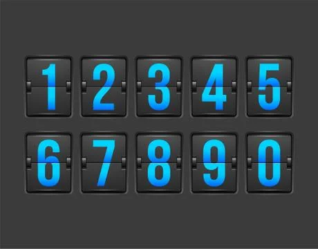 Countdown timer, white color mechanical scoreboard Stock Illustration