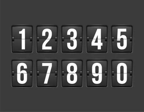 Countdown timer, white color mechanical scoreboard Stock Illustration