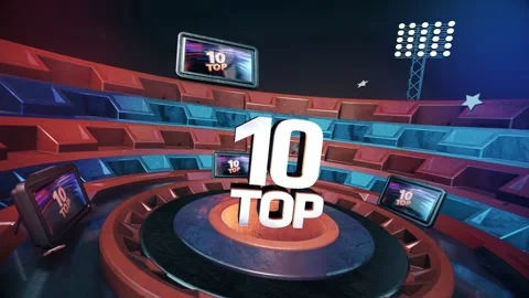Countdown Top Ten Numbers Animation , Rendering, Background Stock Footage