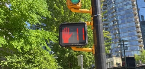 Countdown Traffic Light, City of Vancouver BC, Pedestrian Stock Footage 281058724