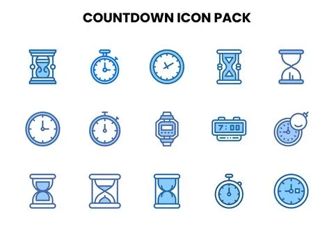 Countdown Two Colour Icons Pack イラスト素材