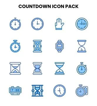 Countdown Two Colour Scalable Icons Pack Stock Illustration