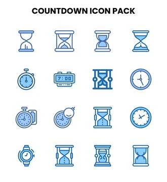 Countdown Two Colour Set Icons Pack Stock Illustration