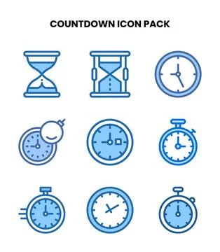 Countdown Two Colour Vector Icons Pack 스톡 일러스트