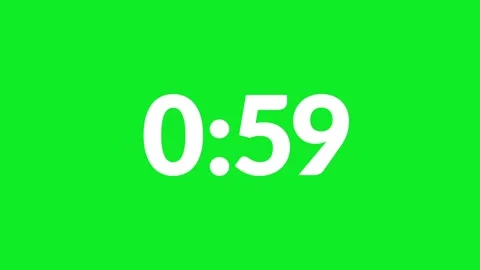 Countdown video animation from 1 minute to 0 on a green screen background Stock Footage 280338813