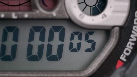Countdown on vintage digital watch Stock Footage