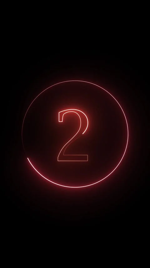 Countdown to zero with glowing neon numbers inside circular frame on dark b.. 動画素材 332880205