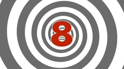Counter from 9 to 0 with a grey background spiral countdown and red  numbers Stock Footage 279169923
