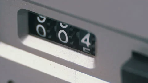 Counter of the Audio Cassette in the Tape Deck Recorder is Rotating Stockbeeldmateriaal 104093199